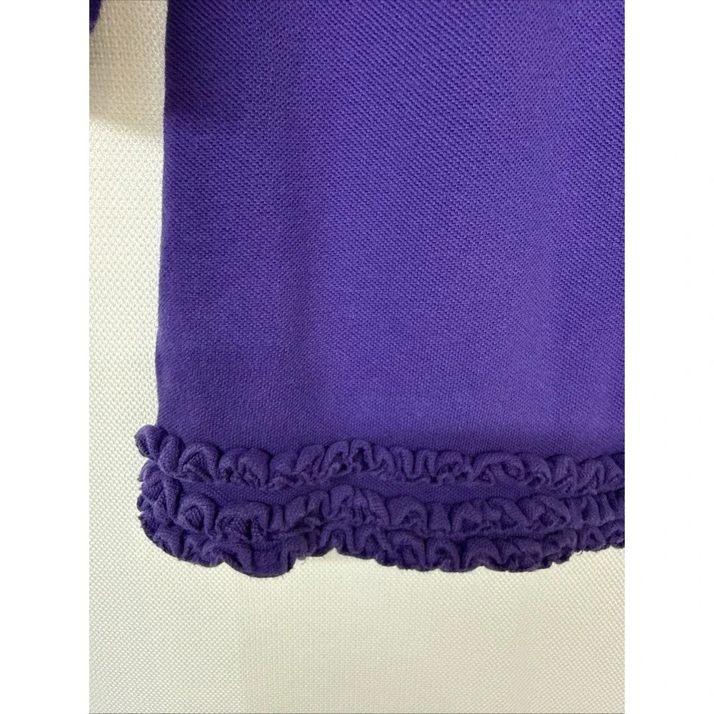 Ralph Lauren Girls Purple Long Sleeve Polo Dress Sz 5 Tiered Ruffle Hem Cotton